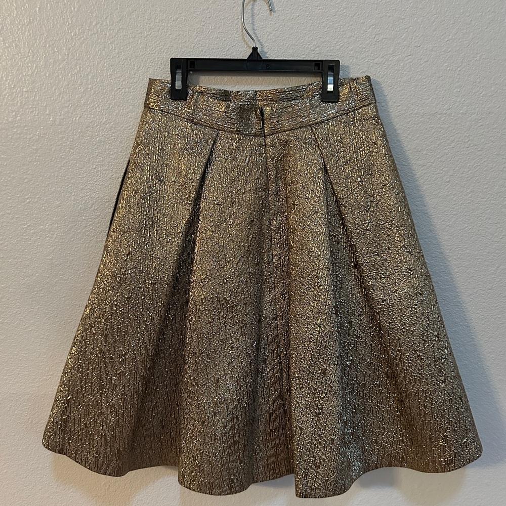 Eliza J Textured Gold A-Line Skirt - Picture 3 of 8